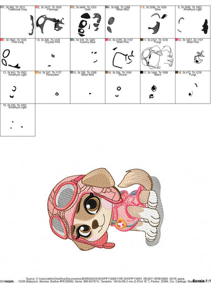 Paw Patrol embroidery designs - Dog Skye machine embroidery patterns - Baby Girl Boy file - Instant digital download - Zuma Chase Rubble Skye Marshall (Copy) Marcia Embroidery