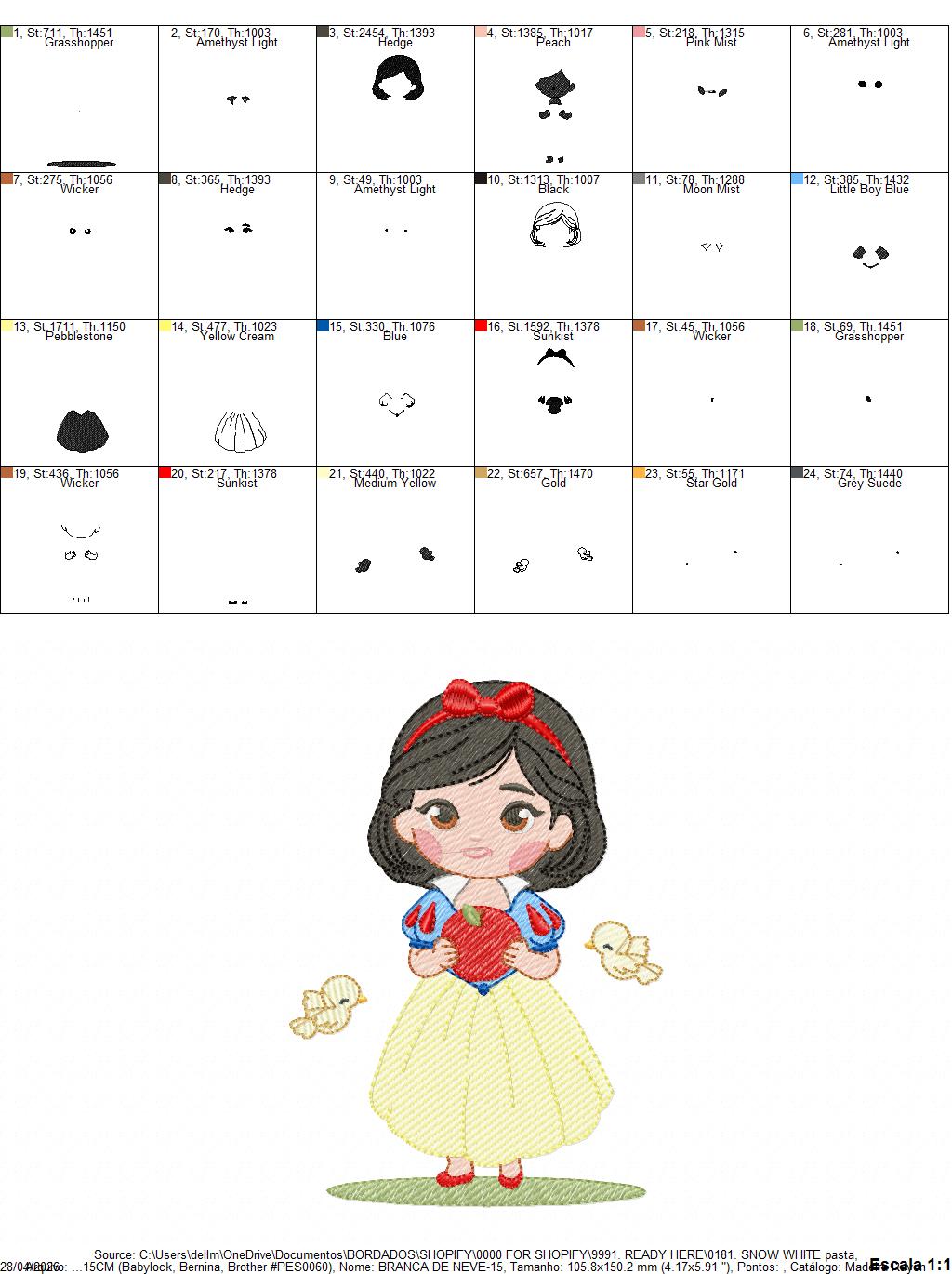 Snow White embroidery design - Disney Princess machine embroidery patterns - Instant digital download (Copy) Marcia Embroidery