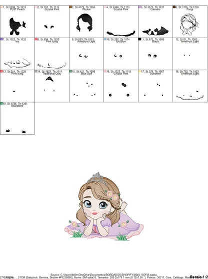 Sofia embroidery designs - Disney Princess machine embroidery patterns - Baby Girl file - Instant digital download pes jef dst exp hus vp3 Marcia Embroidery