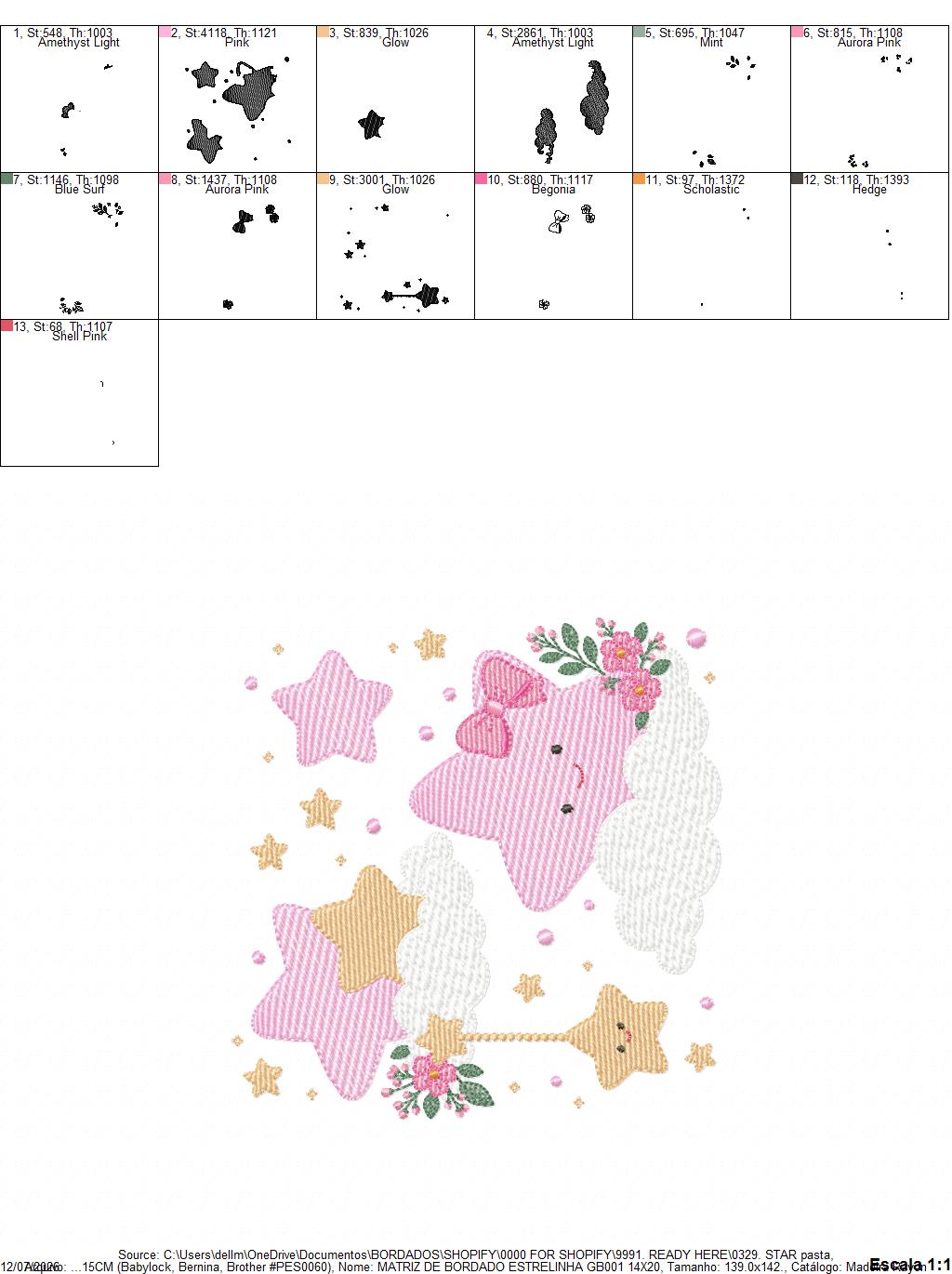 Stars and flowers embroidery design - Baby Girl and Boy machine embroidery pattern - Boho stars with leaves - Instant digital download jef pes