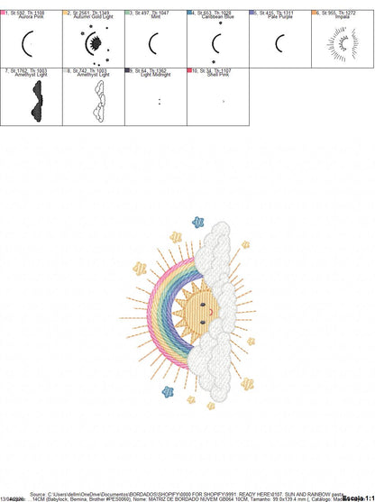 Rainbow embroidery design - Sun embroidery designs machine embroidery pattern - sky embroidery file - kid embroidery rainbow pes download (Copy) Marcia Embroidery
