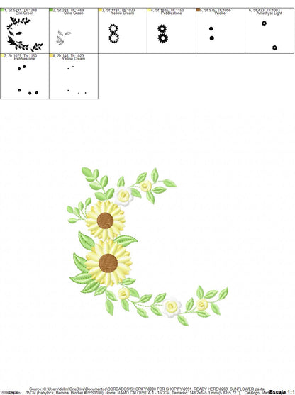 Sunflower embroidery designs - Yellow Flowers machine embroidery pattern - Floral Grandma Kitchen towel - Instant digital download pes jef (Copy) Marcia Embroidery