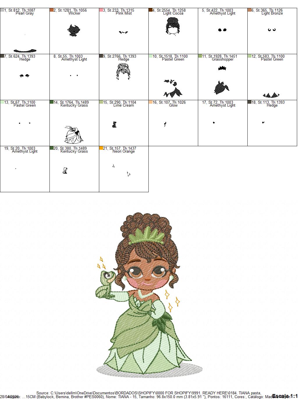 Tiana embroidery design - Disney Princess machine embroidery patterns - Instant digital download (Copy) Marcia Embroidery
