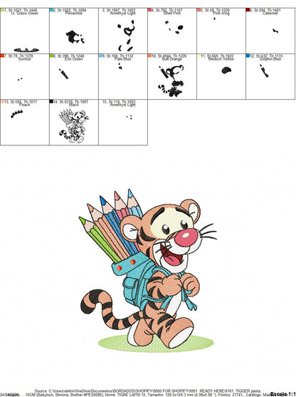 Tigger embroidery design - Winnie the Pooh Bear Cartoon machine embroidery pattern - Baby boy and girl file - Instant digital download pes jef - Marcia Embroidery