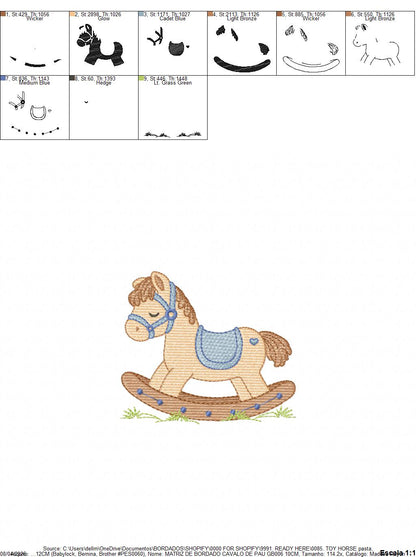 Toy Horse embroidery design - Baby boy Horse machine embroidery pattern - Horse Swing file - Instant download - Marcia Embroidery