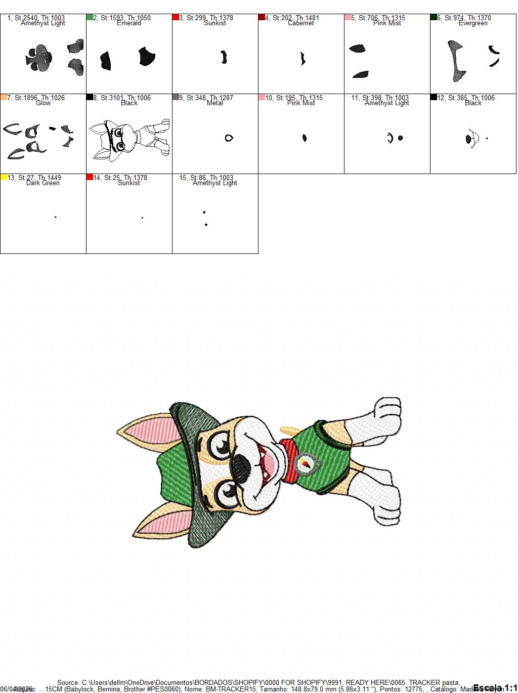 Paw Patrol embroidery designs - Dog Tracker machine embroidery patterns - Baby Girl Boy file - Instant digital download - Chase Rubble Skye Marshall (Copy) Marcia Embroidery