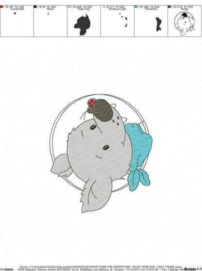 Wolf embroidery design - Happy Male Puppy machine embroidery pattern - Pet embroidery file - Instant digital download pes jef (Copy) Marcia Embroidery