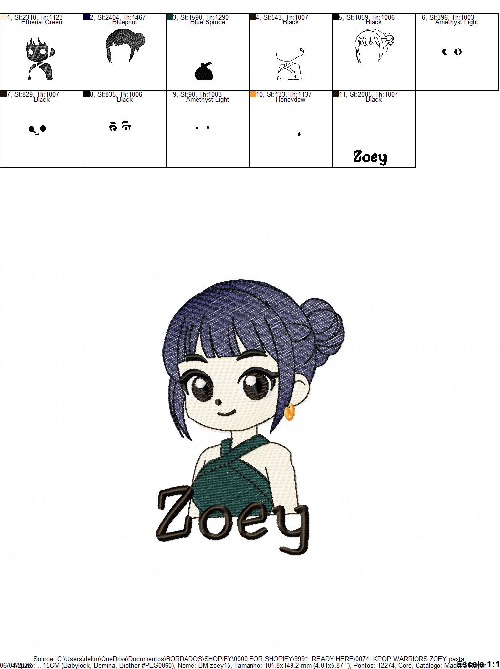 Zoey KPop Demon Hunters embroidery design - Kpop Warriors machine embroidery patterns - Baby girl file - Instant digital download (Copy) Marcia Embroidery