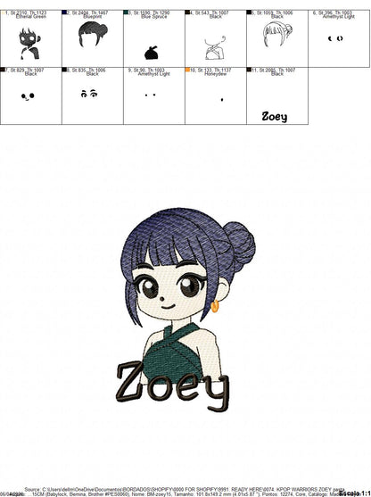 Zoey KPop Demon Hunters embroidery design - Kpop Warriors machine embroidery patterns - Baby girl file - Instant digital download (Copy) Marcia Embroidery