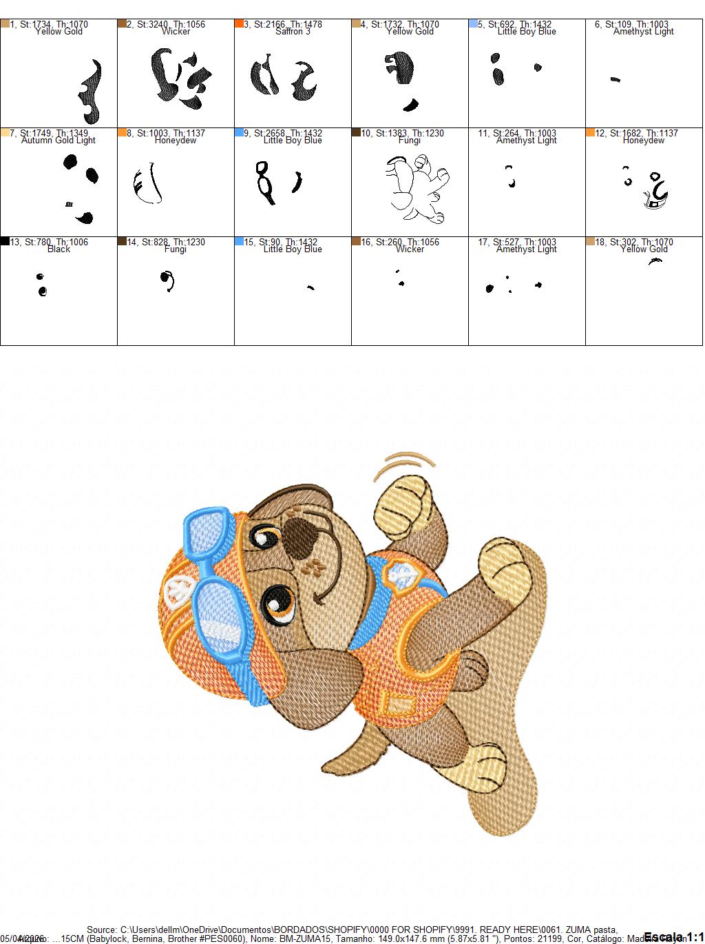 Paw Patrol embroidery designs - Dog Zuma machine embroidery patterns - Baby Girl Boy file - Instant digital download - Zuma Chase Rubble Skye Marshall (Copy) Marcia Embroidery