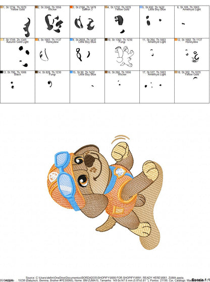 Paw Patrol embroidery designs - Dog Zuma machine embroidery patterns - Baby Girl Boy file - Instant digital download - Zuma Chase Rubble Skye Marshall (Copy) Marcia Embroidery