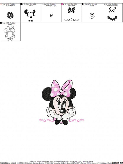 Minnie embroidery design machine embroidery pattern - Minnie Mouse machine embroidery pattern - Baby Girl file - Instant digital download pes jef dst hus vp3 - Marcia Embroidery