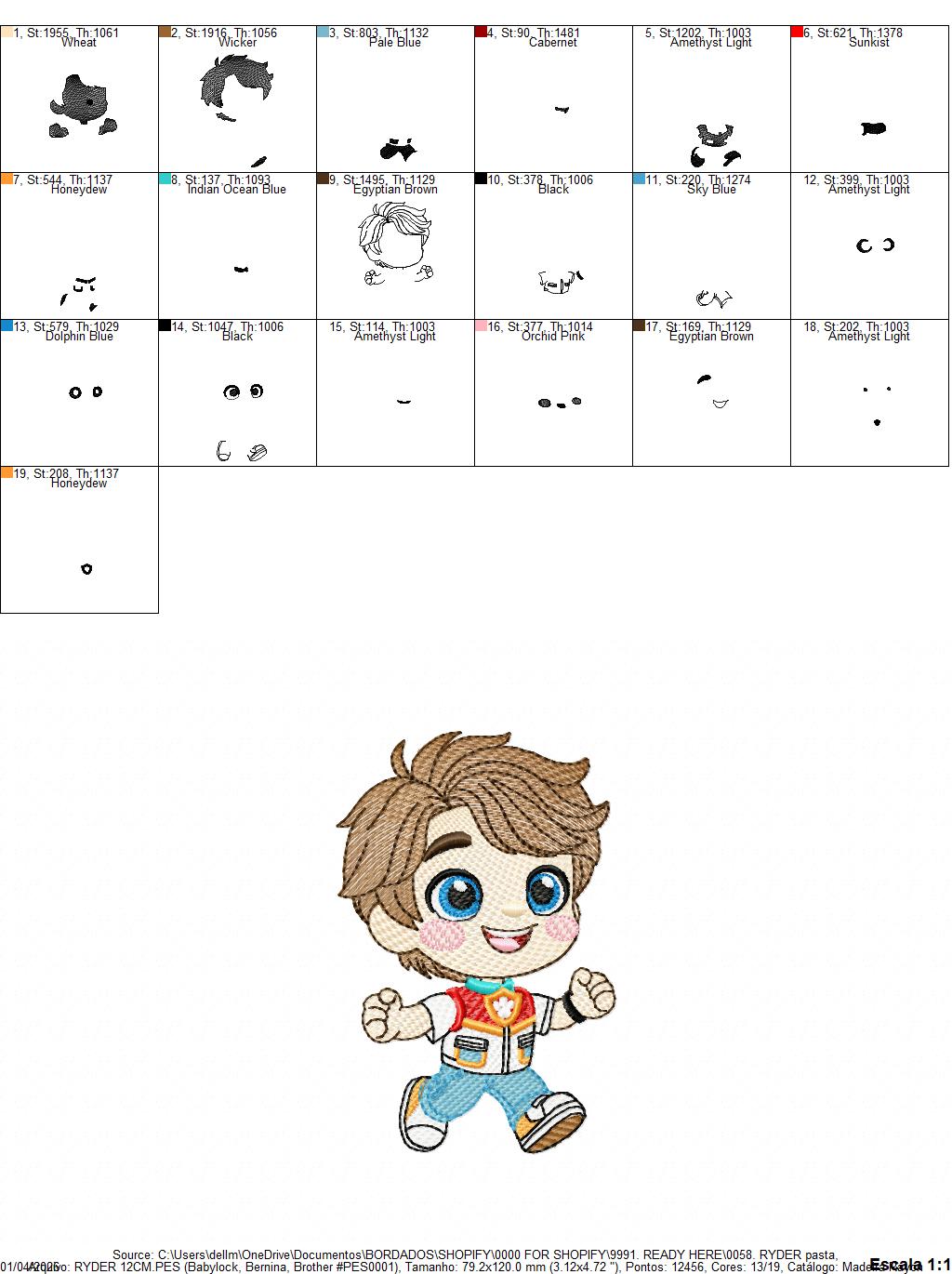 Dog Paw Patrol embroidery designs - Ryder machine embroidery patterns - Baby Girl Boy file - Instant digital download pes jef dst exp hus vp3 - Zuma Chase Rubble Skye Marshall Everest Ryder Rocky (Copy) - Marcia Embroidery