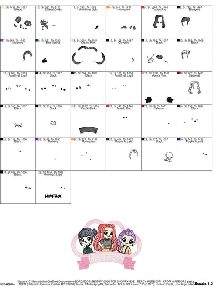 KPop Demon Hunters embroidery design - Kpop Warriors machine embroidery patterns - Baby girl file - Instant digital download (Copy) Marcia Embroidery