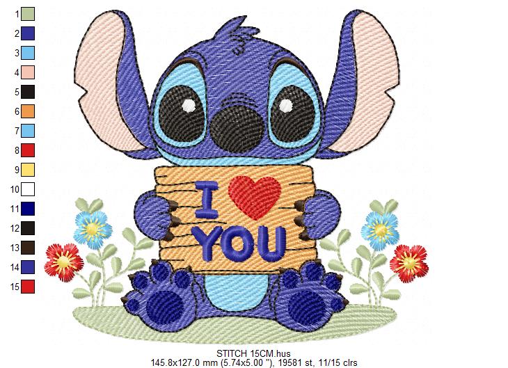 Stitch embroidery design - Lilo and Stitch Cartoon machine embroidery pattern - Baby boy and girl file - Instant digital download pes jef (Copy) Marcia Embroidery