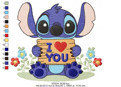 Stitch embroidery design - Lilo and Stitch Cartoon machine embroidery pattern - Baby boy and girl file - Instant digital download pes jef (Copy) Marcia Embroidery