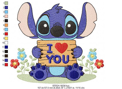 Stitch embroidery design - Lilo and Stitch Cartoon machine embroidery pattern - Baby boy and girl file - Instant digital download pes jef (Copy) Marcia Embroidery