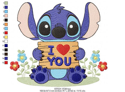 Stitch embroidery design - Lilo and Stitch Cartoon machine embroidery pattern - Baby boy and girl file - Instant digital download pes jef (Copy) Marcia Embroidery