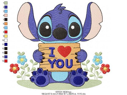 Stitch embroidery design - Lilo and Stitch Cartoon machine embroidery pattern - Baby boy and girl file - Instant digital download pes jef (Copy) Marcia Embroidery