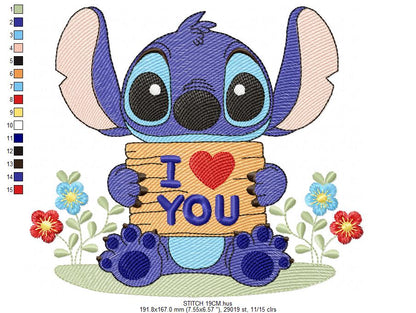Stitch embroidery design - Lilo and Stitch Cartoon machine embroidery pattern - Baby boy and girl file - Instant digital download pes jef (Copy) Marcia Embroidery