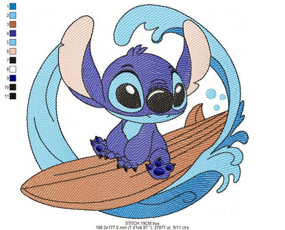 Stitch embroidery design - Lilo and Stitch Cartoon machine embroidery pattern - Baby boy and girl file - Instant digital download pes jef (Copy) Marcia Embroidery