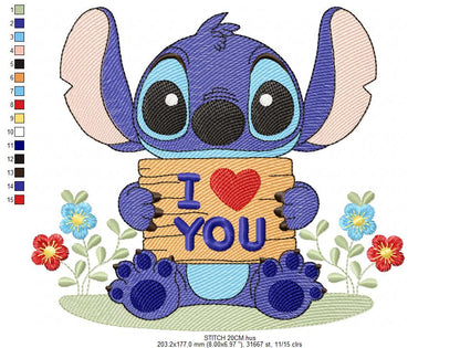 Stitch embroidery design - Lilo and Stitch Cartoon machine embroidery pattern - Baby boy and girl file - Instant digital download pes jef (Copy) Marcia Embroidery