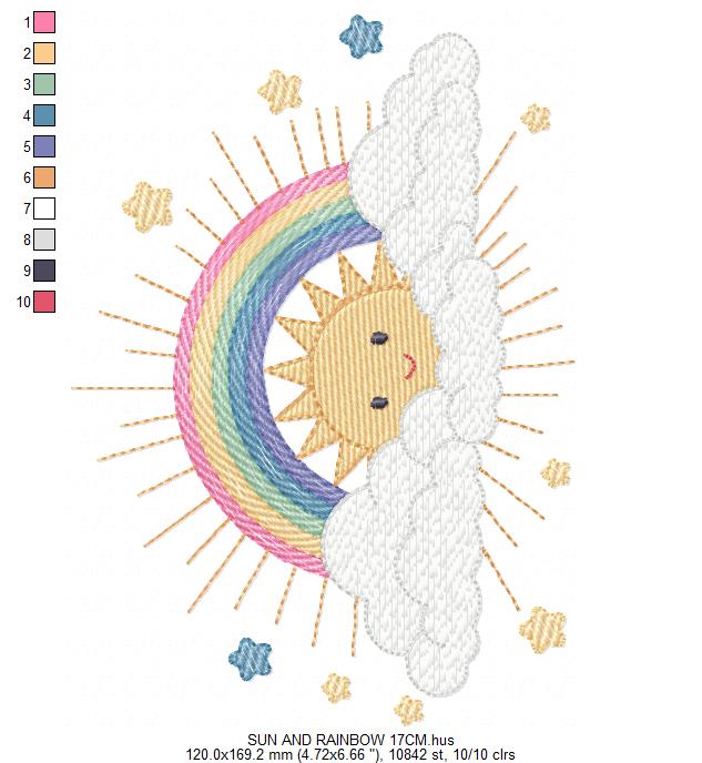Rainbow embroidery design - Sun embroidery designs machine embroidery pattern - sky embroidery file - kid embroidery rainbow pes download (Copy) Marcia Embroidery