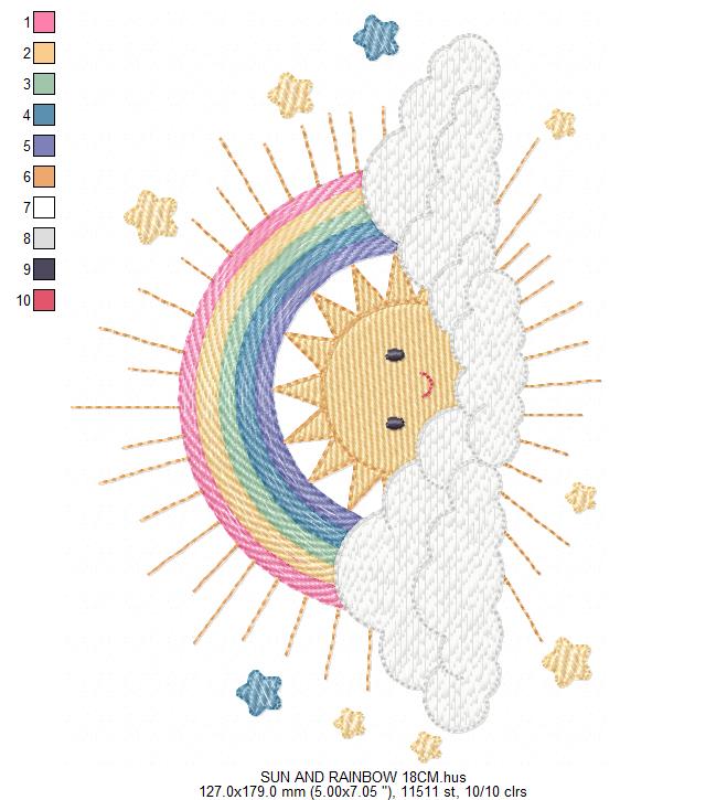 Rainbow embroidery design - Sun embroidery designs machine embroidery pattern - sky embroidery file - kid embroidery rainbow pes download (Copy) Marcia Embroidery