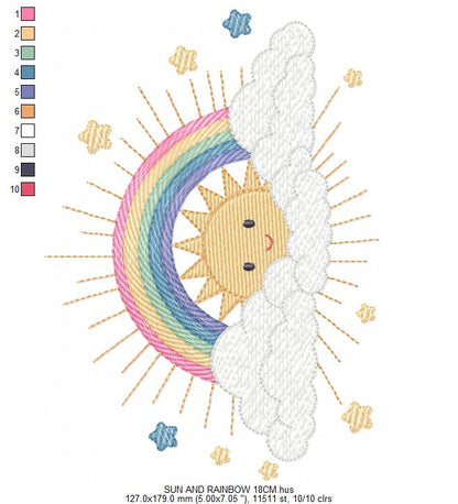 Rainbow embroidery design - Sun embroidery designs machine embroidery pattern - sky embroidery file - kid embroidery rainbow pes download (Copy) Marcia Embroidery