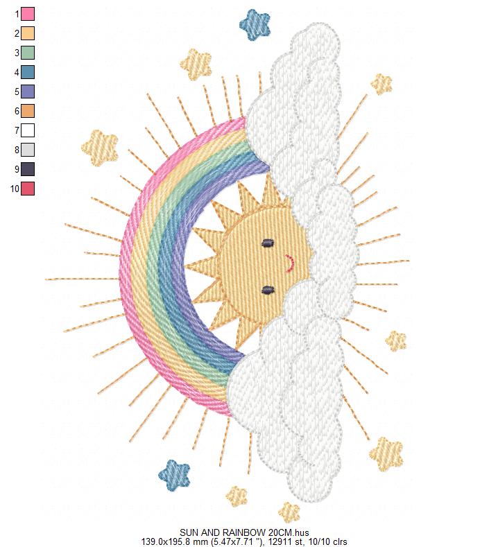 Rainbow embroidery design - Sun embroidery designs machine embroidery pattern - sky embroidery file - kid embroidery rainbow pes download (Copy) Marcia Embroidery