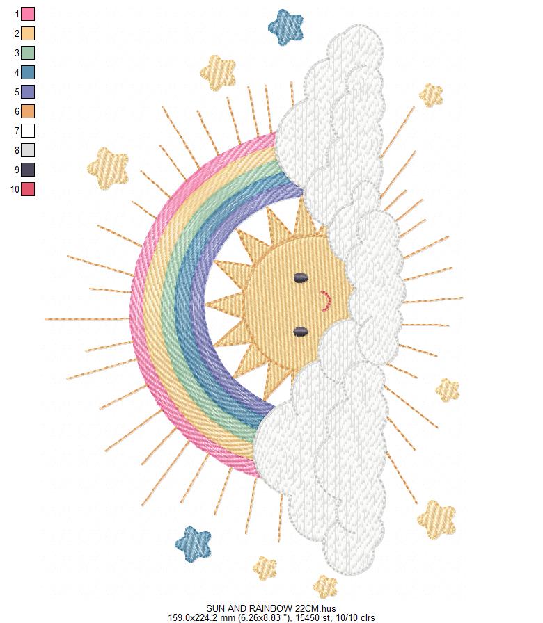 Rainbow embroidery design - Sun embroidery designs machine embroidery pattern - sky embroidery file - kid embroidery rainbow pes download (Copy) Marcia Embroidery