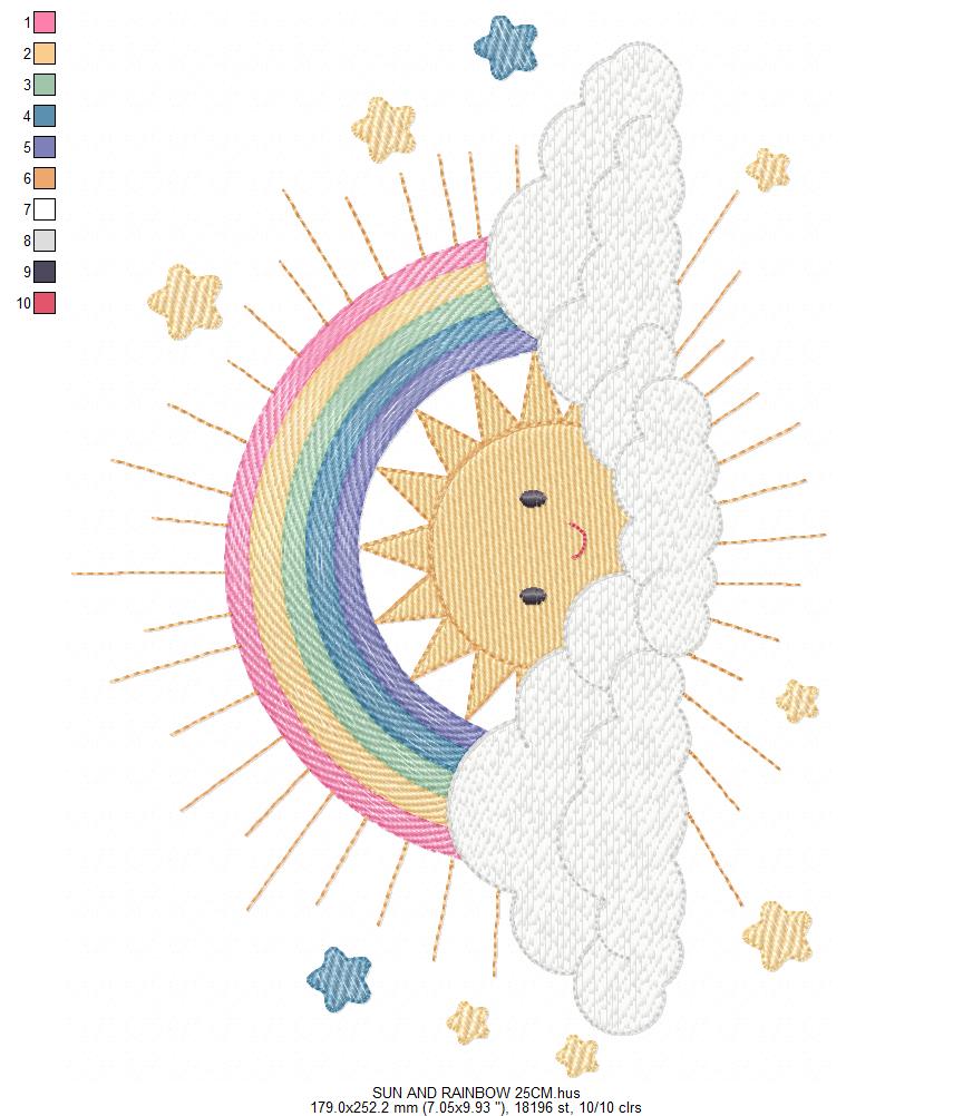 Rainbow embroidery design - Sun embroidery designs machine embroidery pattern - sky embroidery file - kid embroidery rainbow pes download (Copy) Marcia Embroidery