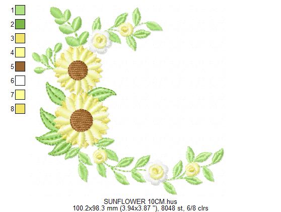 Sunflower embroidery designs - Yellow Flowers machine embroidery pattern - Floral Grandma Kitchen towel - Instant digital download pes jef (Copy) Marcia Embroidery