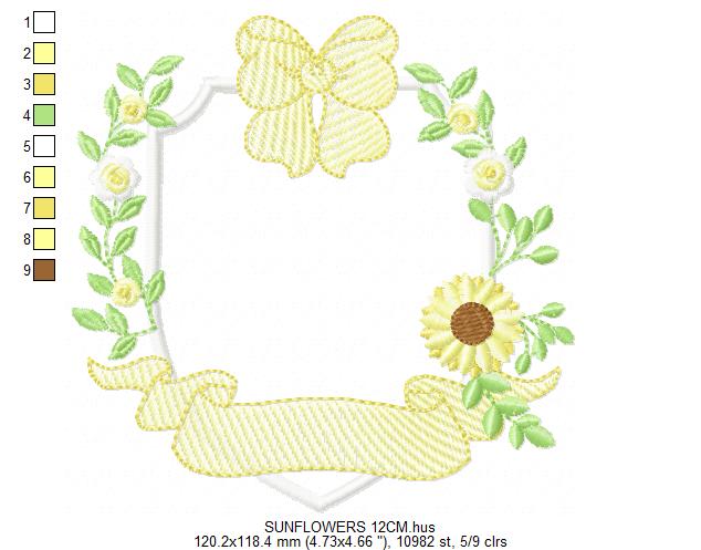 Sunflower embroidery designs - Yellow Flowers machine embroidery pattern - Floral Grandma Kitchen towel - Instant digital download pes jef (Copy) (Copy) Marcia Embroidery
