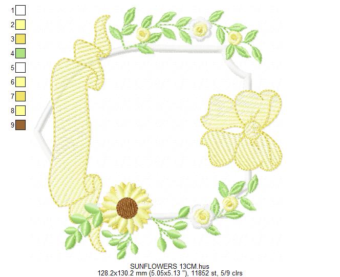 Sunflower embroidery designs - Yellow Flowers machine embroidery pattern - Floral Grandma Kitchen towel - Instant digital download pes jef (Copy) (Copy) Marcia Embroidery