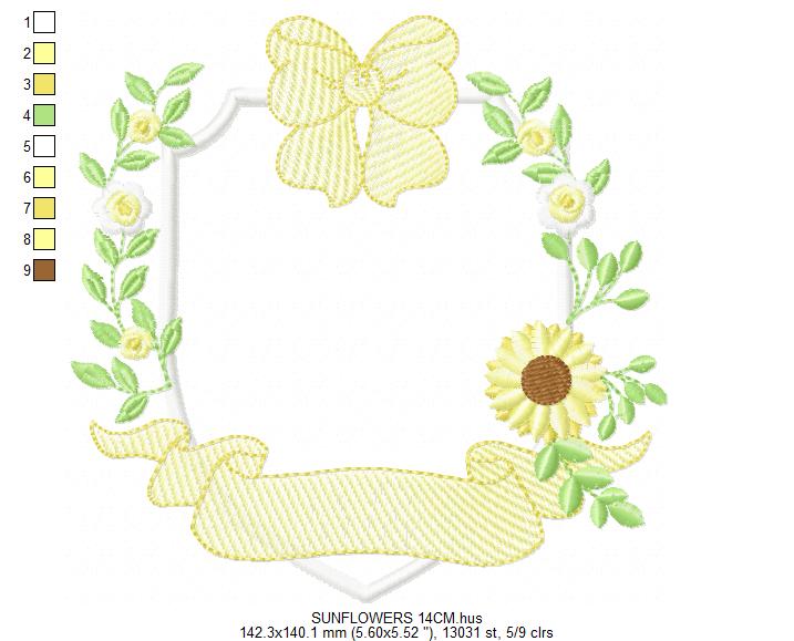 Sunflower embroidery designs - Yellow Flowers machine embroidery pattern - Floral Grandma Kitchen towel - Instant digital download pes jef (Copy) (Copy) Marcia Embroidery