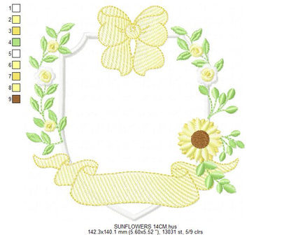 Sunflower embroidery designs - Yellow Flowers machine embroidery pattern - Floral Grandma Kitchen towel - Instant digital download pes jef (Copy) (Copy) Marcia Embroidery