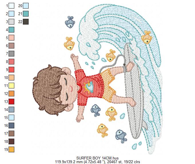 Surfer boy embroidery designs - Beach Swimmer with surferboard machine embroidery pattern - Baby Boy file - Instant digital download pes jef (Copy) Marcia Embroidery