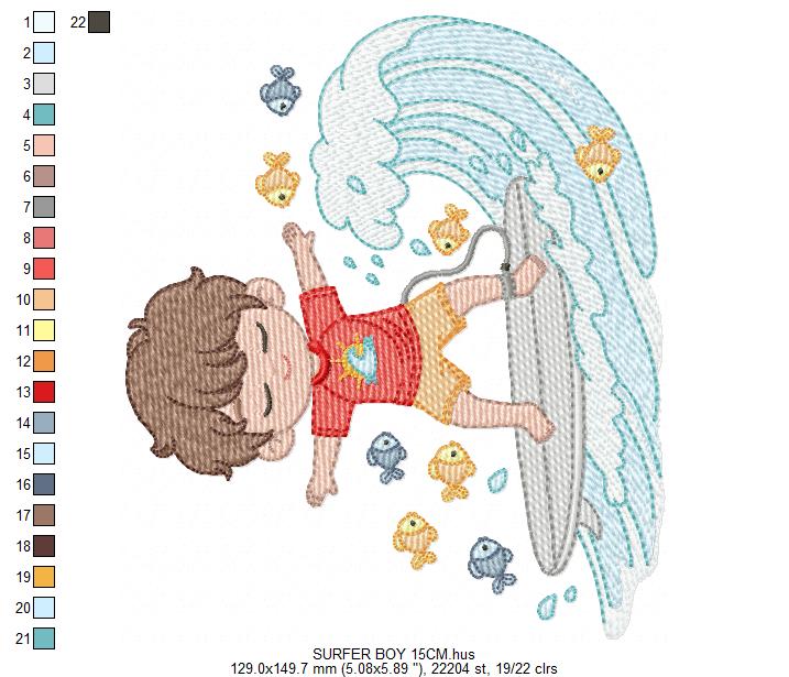 Surfer boy embroidery designs - Beach Swimmer with surferboard machine embroidery pattern - Baby Boy file - Instant digital download pes jef (Copy) Marcia Embroidery
