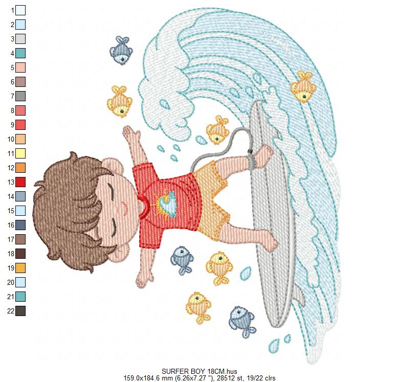 Surfer boy embroidery designs - Beach Swimmer with surferboard machine embroidery pattern - Baby Boy file - Instant digital download pes jef (Copy) Marcia Embroidery