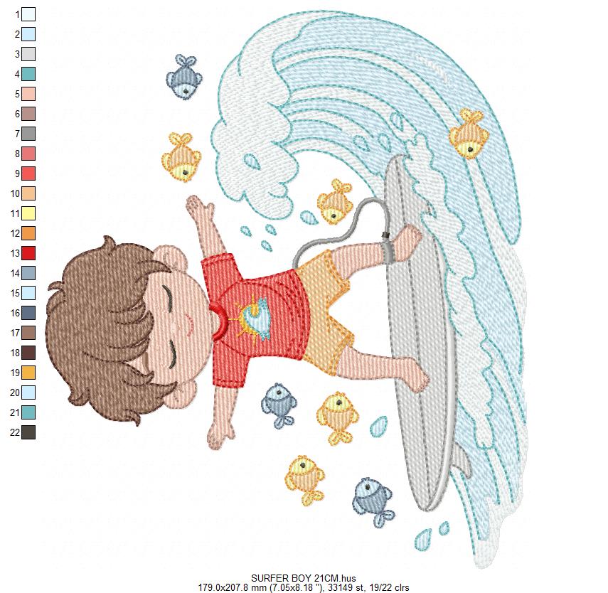 Surfer boy embroidery designs - Beach Swimmer with surferboard machine embroidery pattern - Baby Boy file - Instant digital download pes jef (Copy) Marcia Embroidery