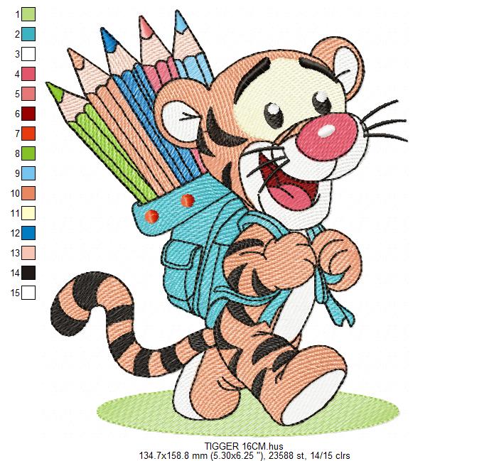 Tigger embroidery design - Winnie the Pooh Bear Cartoon machine embroidery pattern - Baby boy and girl file - Instant digital download pes jef - Marcia Embroidery