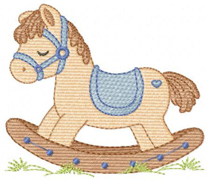 Toy Horse embroidery design - Baby boy Horse machine embroidery pattern - Horse Swing file - Instant download - Marcia Embroidery