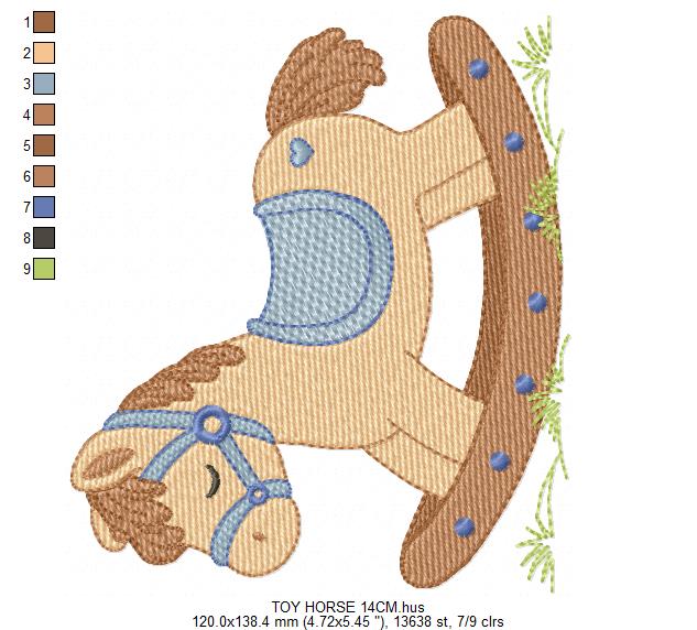 Toy Horse embroidery design - Baby boy Horse machine embroidery pattern - Horse Swing file - Instant download - Marcia Embroidery