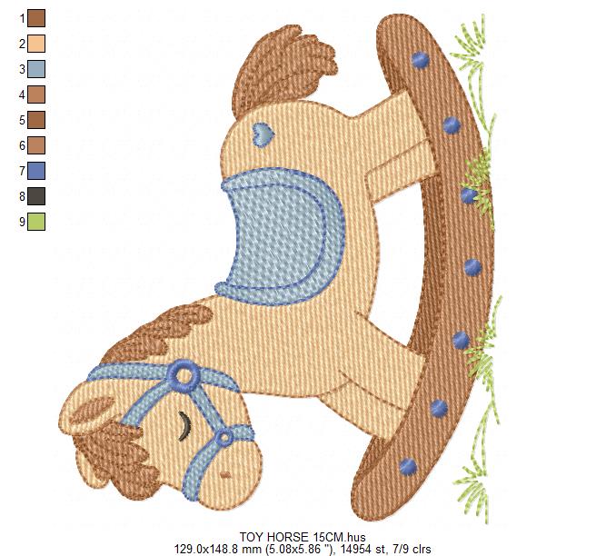 Toy Horse embroidery design - Baby boy Horse machine embroidery pattern - Horse Swing file - Instant download - Marcia Embroidery