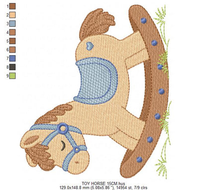 Toy Horse embroidery design - Baby boy Horse machine embroidery pattern - Horse Swing file - Instant download - Marcia Embroidery