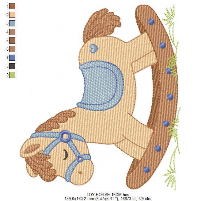 Toy Horse embroidery design - Baby boy Horse machine embroidery pattern - Horse Swing file - Instant download - Marcia Embroidery