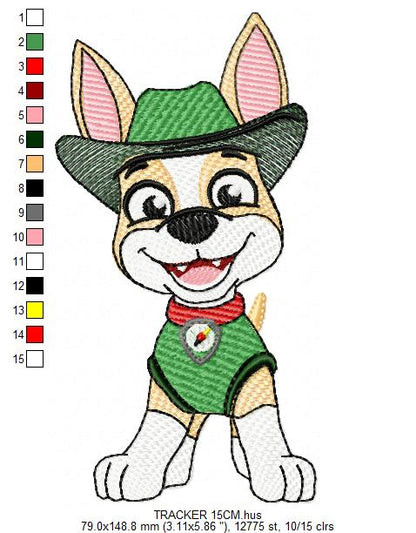 Paw Patrol embroidery designs - Dog Tracker machine embroidery patterns - Baby Girl Boy file - Instant digital download - Chase Rubble Skye Marshall (Copy) Marcia Embroidery
