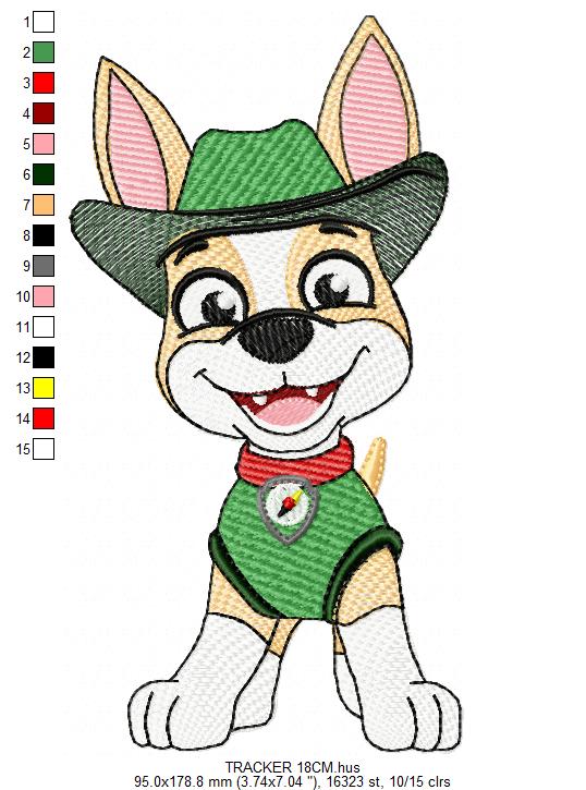Paw Patrol embroidery designs - Dog Tracker machine embroidery patterns - Baby Girl Boy file - Instant digital download - Chase Rubble Skye Marshall (Copy) Marcia Embroidery