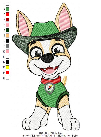 Paw Patrol embroidery designs - Dog Tracker machine embroidery patterns - Baby Girl Boy file - Instant digital download - Chase Rubble Skye Marshall (Copy) Marcia Embroidery